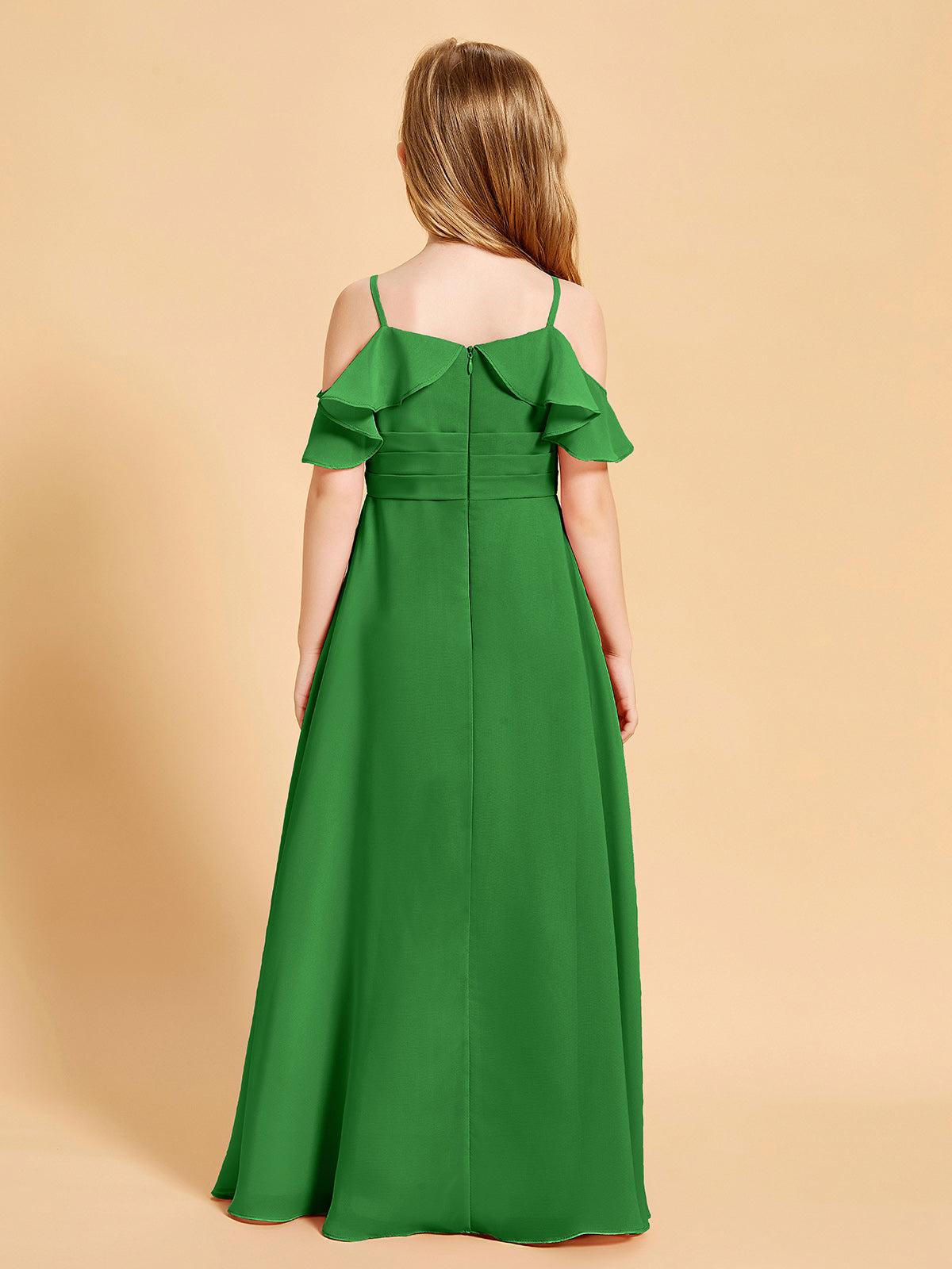 Off-the-Shoulder Bridesmaid Gown for Juniors Green